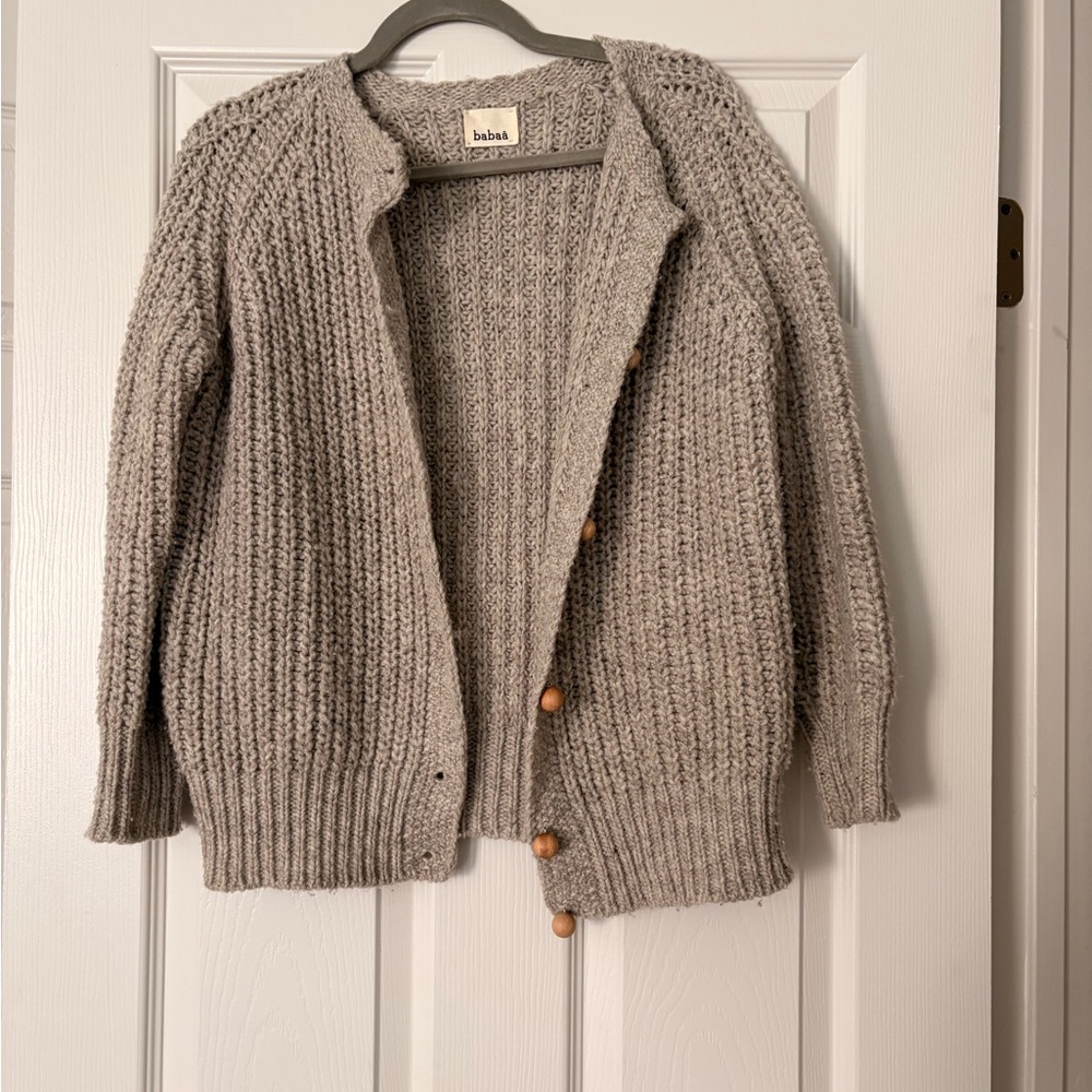 Babaa Wool Knit Sweater in Gray